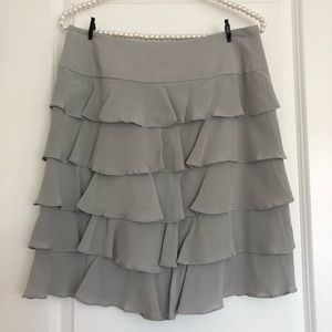 Grey Ruffle Silk Skirt